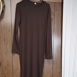 Elegant Brown Long Sleeve Dress